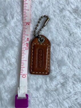 COACH Men's Brown Leather Key Tag with Ball Chain